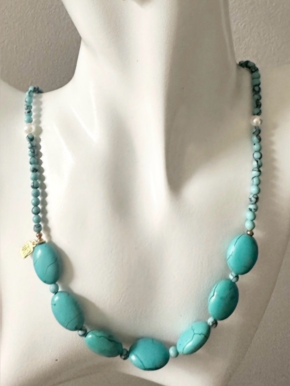 Turquoise Color Beaded Necklace and Earrings Set